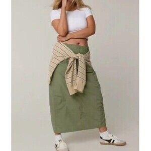 OFFLINE By Aerie On The Move Cargo Maxi Skirt Sage Green Utility Pocket NWOT L
